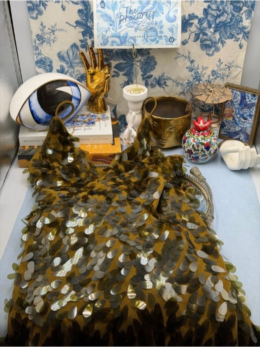 🆕 MISHA COLLECTION 🧿 NWOT Sapphire Sequins Maxi Dress, Olive - Sz M US 6 - Picture 13 of 15